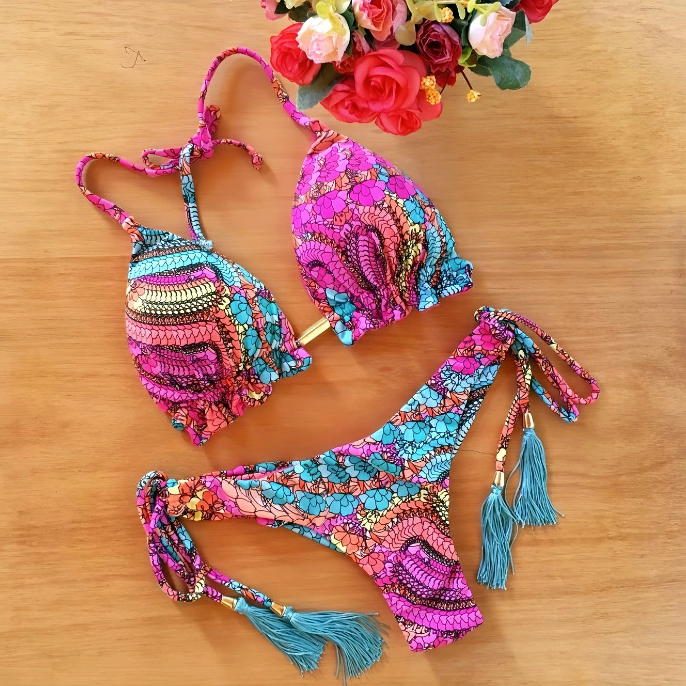 Women's Split Printed Bikini Swimsuit | 5 Colors, Sizes S–XL