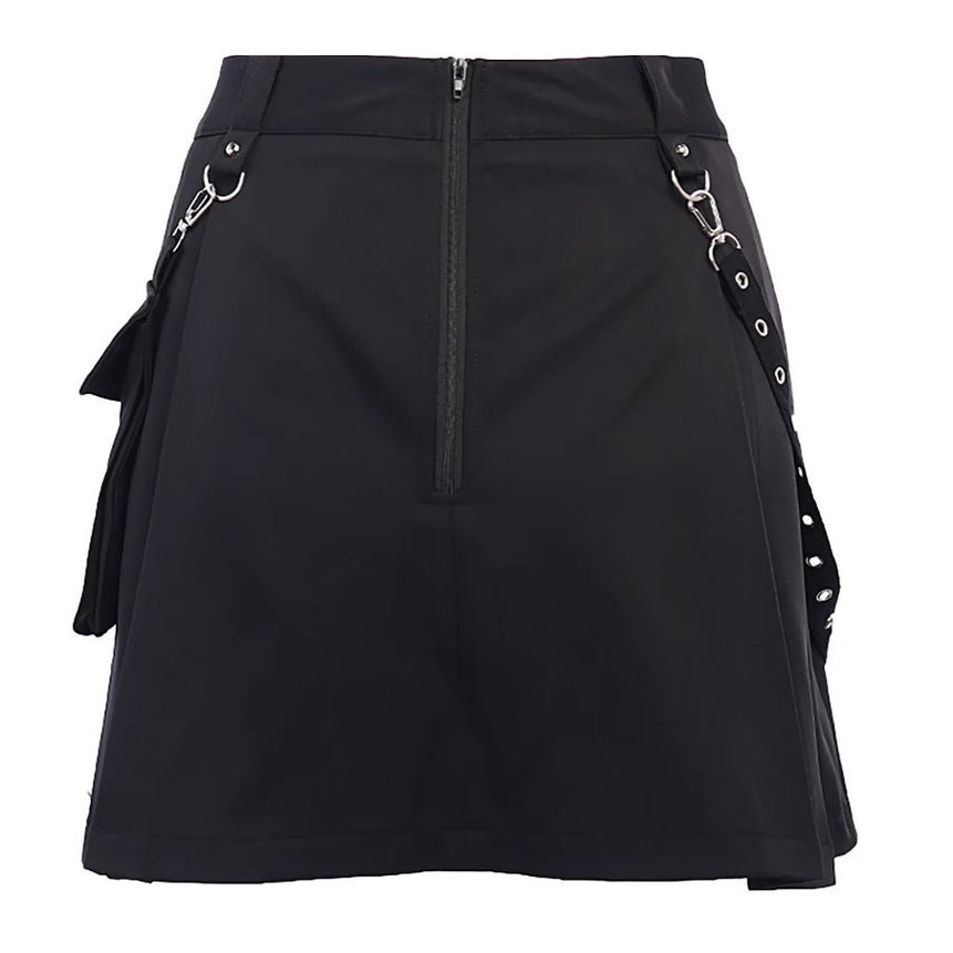 Women's High Waist Pleated Punk Irregular Skirt