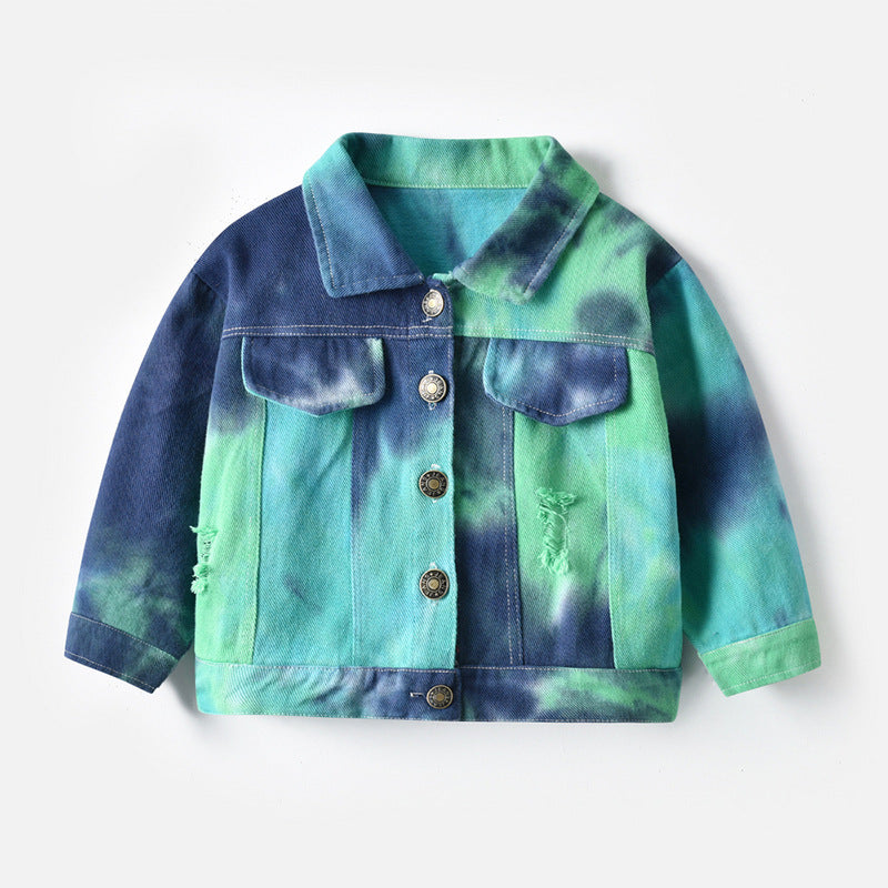 Kids' Tie-Dye Long Sleeve Denim Jacket