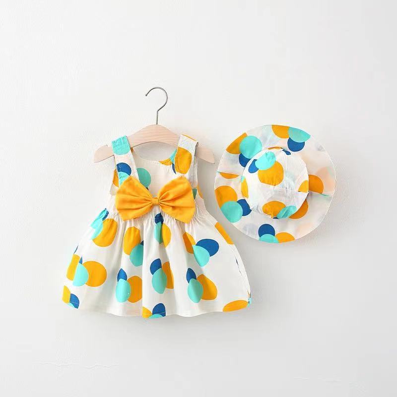 Baby Girls' Korean Cotton Princess Dress | Strawberry & Polka Dot Print