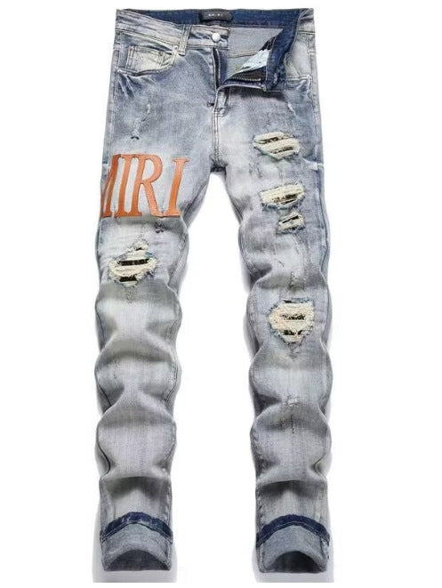 Men's Punk Retro Ripped Slim-Fit Stretch Printed Jeans | 11 Styles, Sizes S–3XL