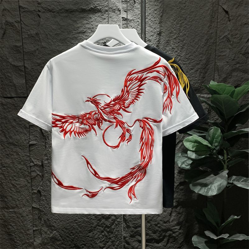 Phoenix Embroidered Crewneck T-Shirt For Men
