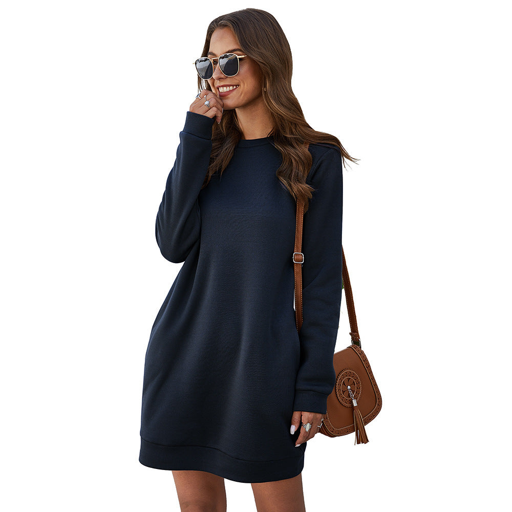 Women's High Waist A-Line Long Sleeve Dress