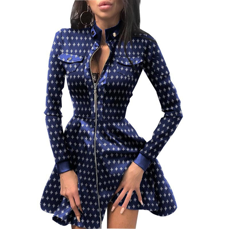 Women's PU Leather Long Sleeve V-Neck Zip Pocket Dress – 4 Styles, Sizes S–2XL