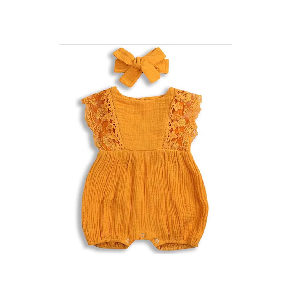 Infant Girl Sleeveless Lace Wrap Dress | Climbing Romper Dress