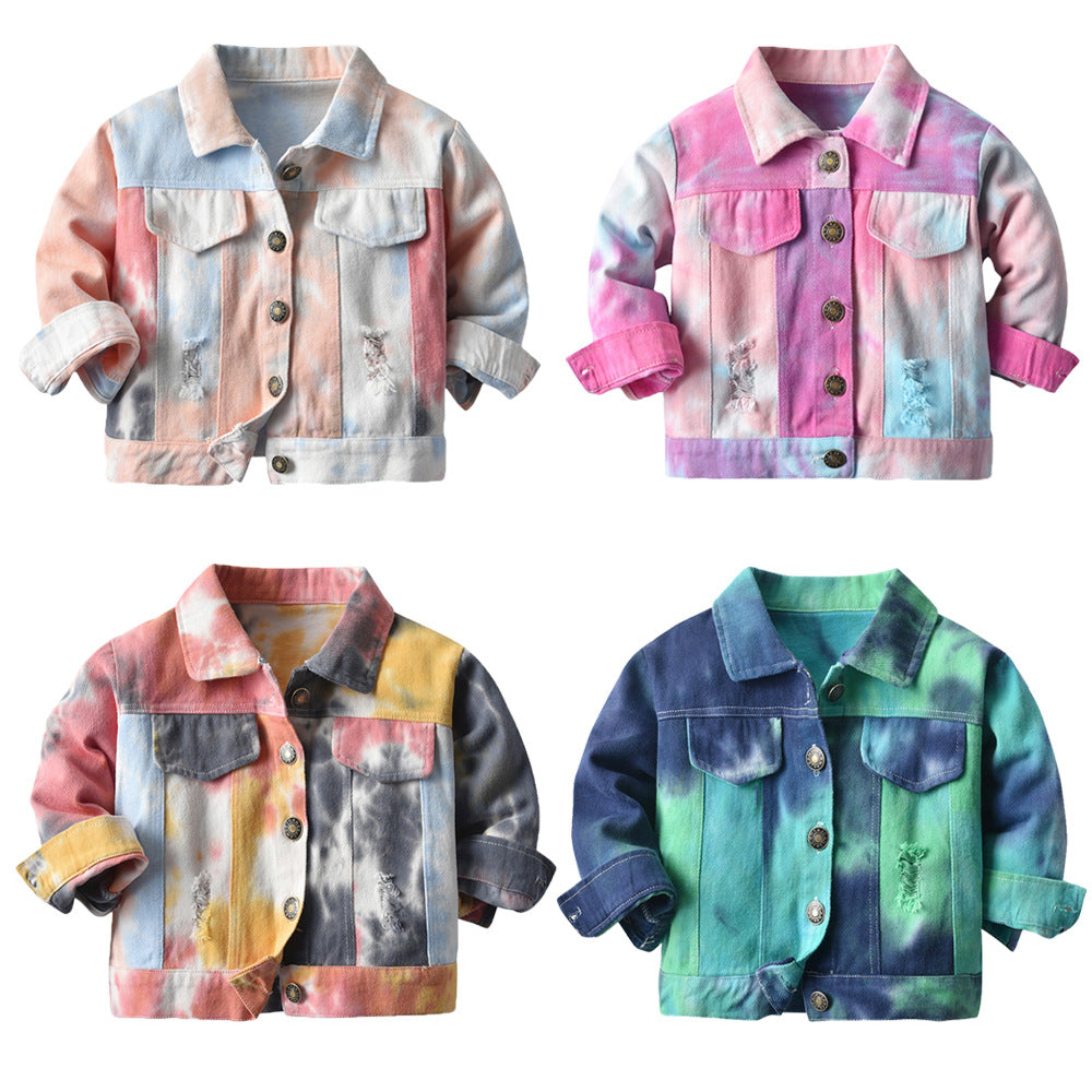 Kids' Tie-Dye Long Sleeve Denim Jacket