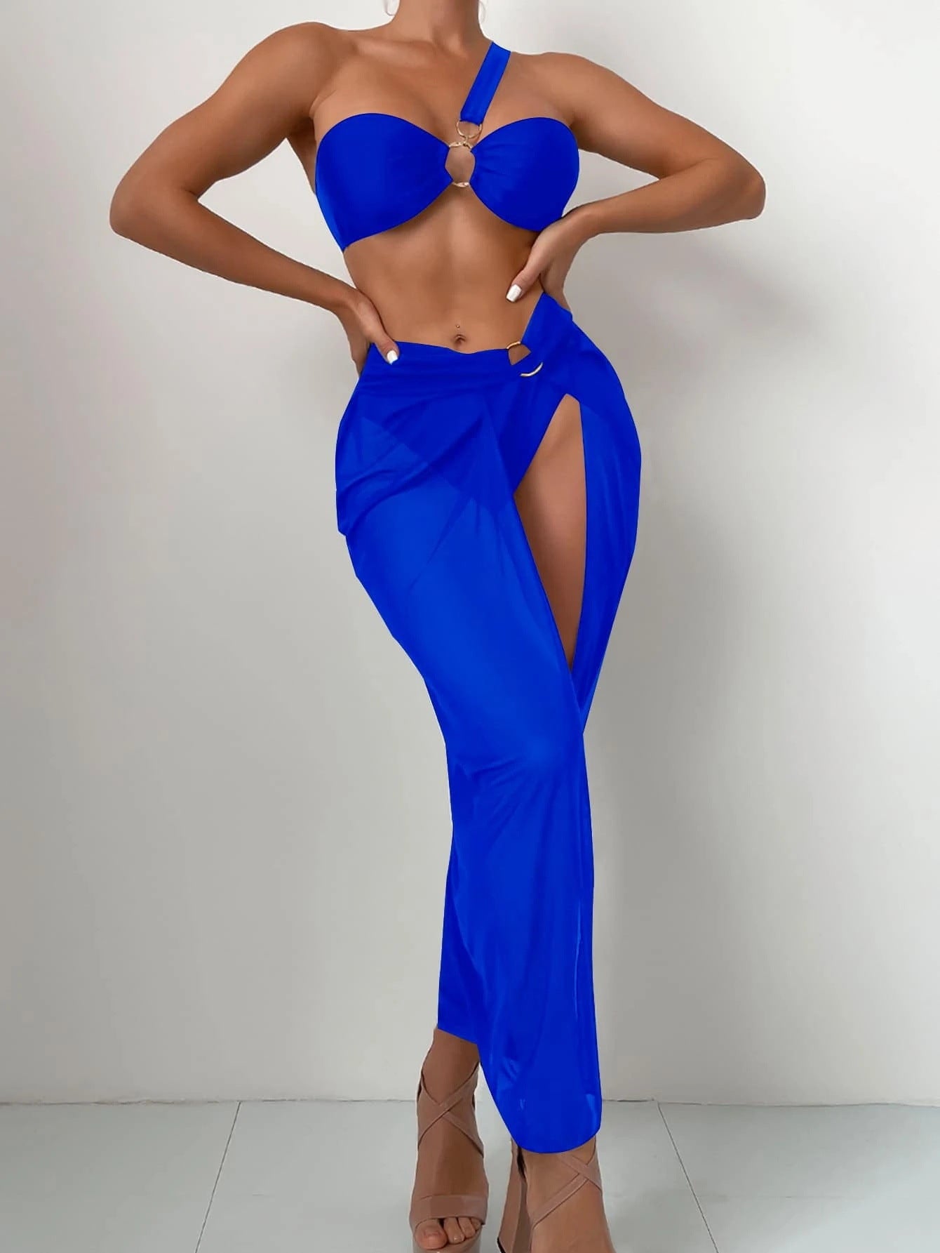 Women's Three-Piece Bikini Set with Cover-Up
