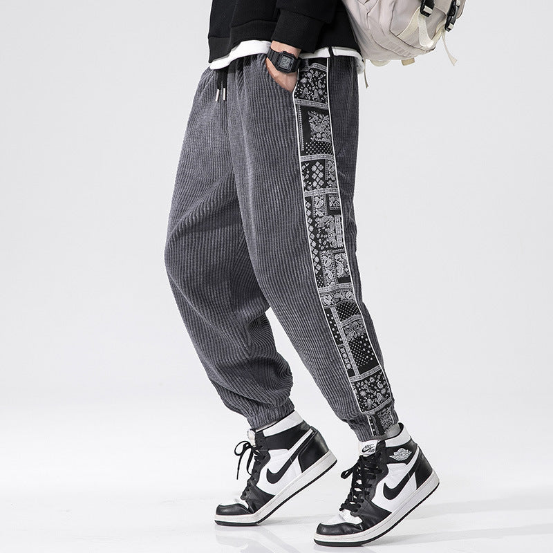 Men's Japanese Corduroy Stitching Casual Pants