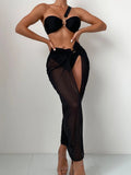 Women's Three-Piece Bikini Set with Cover-Up