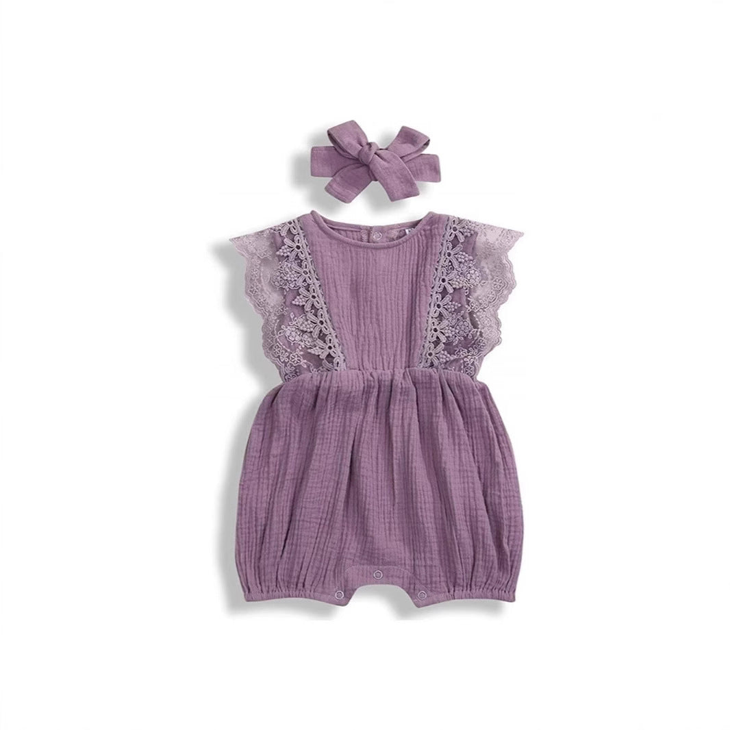 Infant Girl Sleeveless Lace Wrap Dress | Climbing Romper Dress