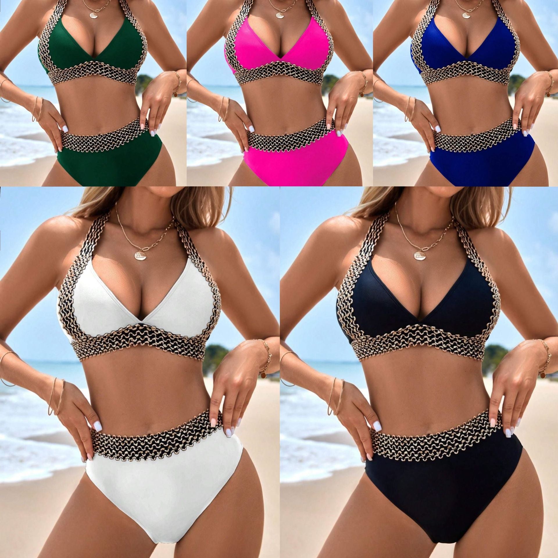 Women's Lace Trim High-End Two-Piece Bikini Set