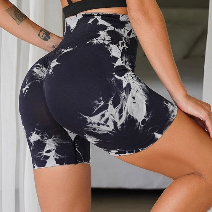 Women's High Waist Tie-Dye Yoga Shorts | Fitness & Activewear