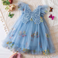 Girls' Korean Flower Embroidered Mesh Princess Dress