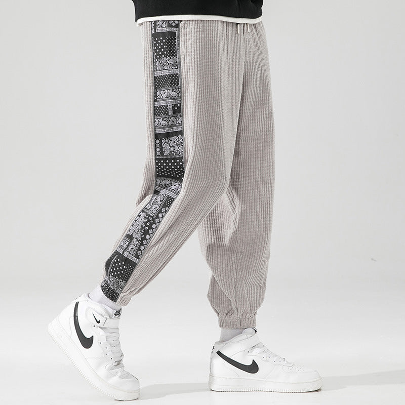 Men's Japanese Corduroy Stitching Casual Pants