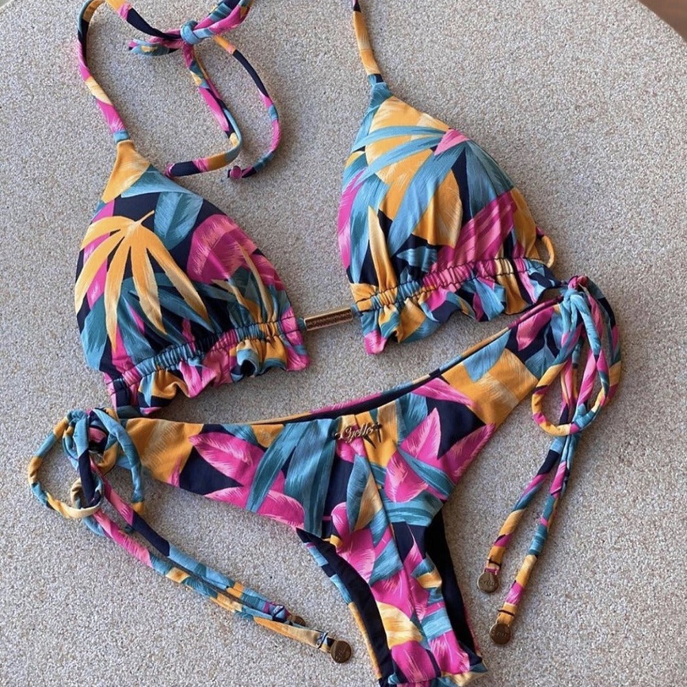 Women's Split Printed Bikini Swimsuit | 5 Colors, Sizes S–XL