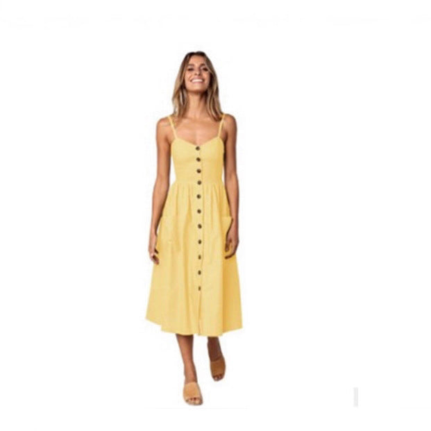 Women's Floral & Solid Strap Midi Dress – High Waist, Sleeveless, Multi-Color
