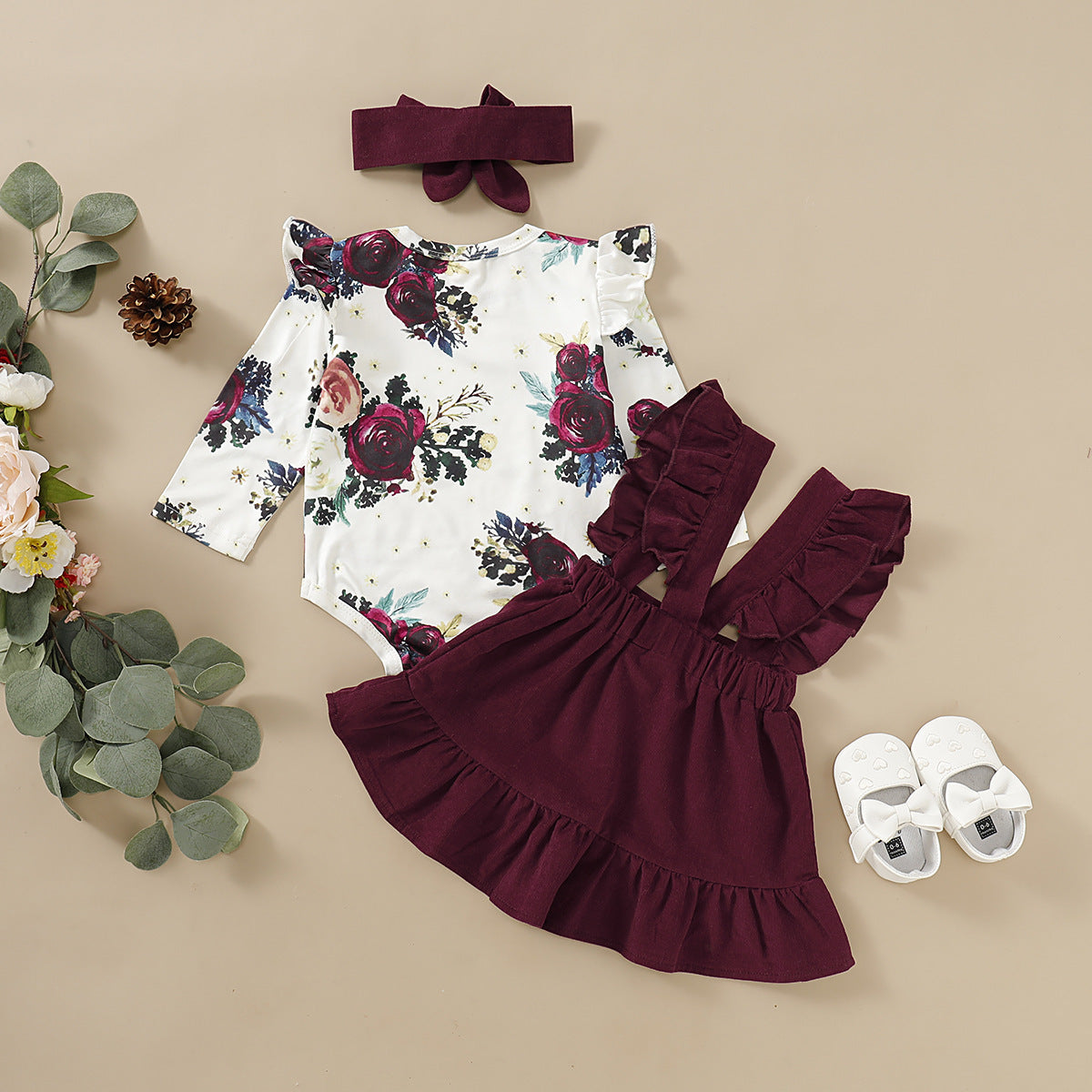 Baby Girl Floral Bodysuit Romper Set