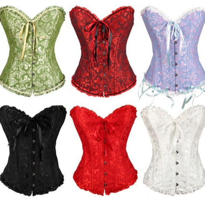 Women's Lace Fishbone Corset Top | Shaping & Gathering | 18 Colors, XS–6XL