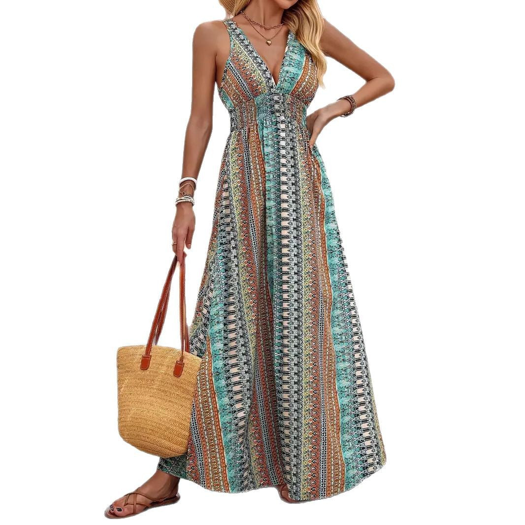 Women's Elegant V-Neck Maxi Dress