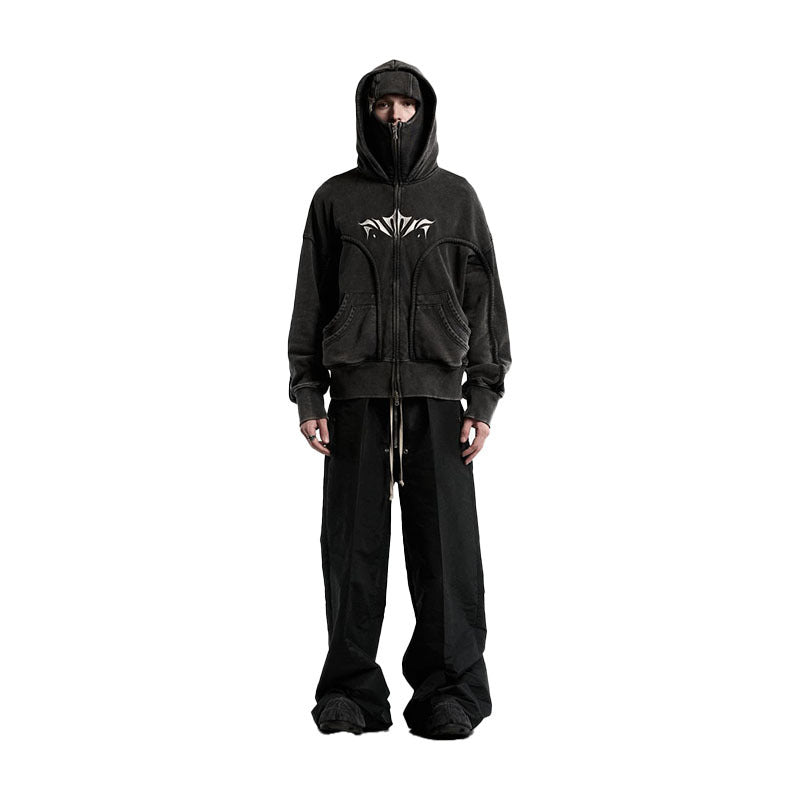 Men's High Street Loose Vintage Double Hood Hoodie | Oversized Streetwear Top