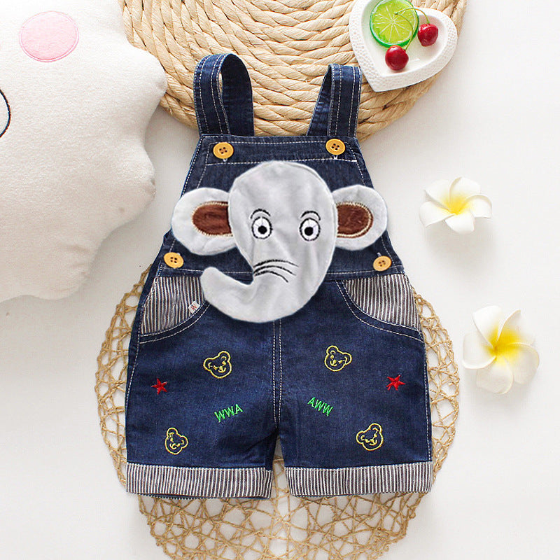 Baby & Toddler Suspender Denim Short Pants | Unisex Summer Climbing Shorts