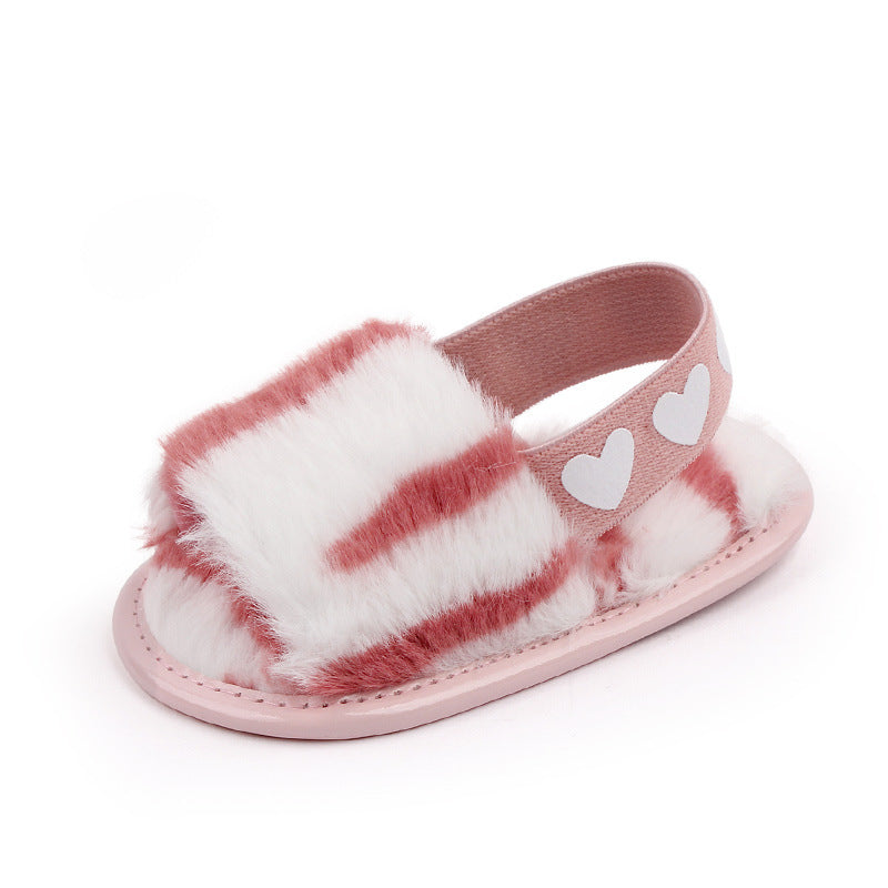 Baby Elastic Fluffy Sandals | Tie-Dye Soft Sole Toddler Shoes