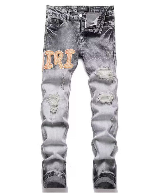 Men's Punk Retro Ripped Slim-Fit Stretch Printed Jeans | 11 Styles, Sizes S–3XL