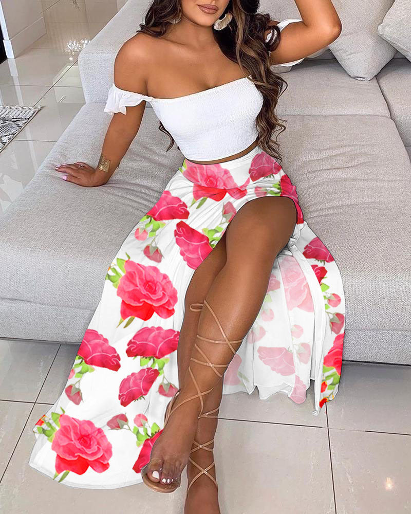 Women's Printed Strapless Midi Dress – 24 Prints, Sizes S–XXXL