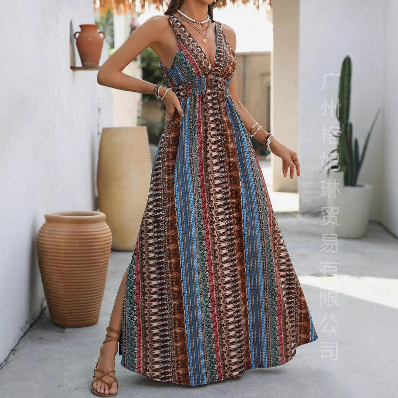 Women's Elegant V-Neck Maxi Dress