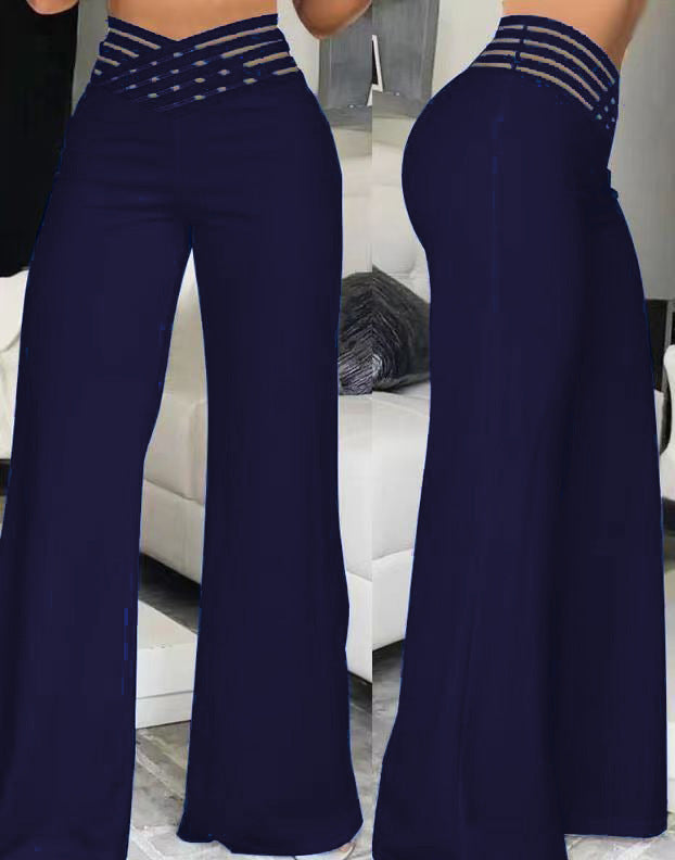 Women's High Waist Wide Leg Pants – Hollow Belt, Loose Fit, 10 Colors, S–3XL