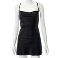 Women's Low-Cut High-Waist Strap Midi Dress – Solid Color, Sexy Summer Style