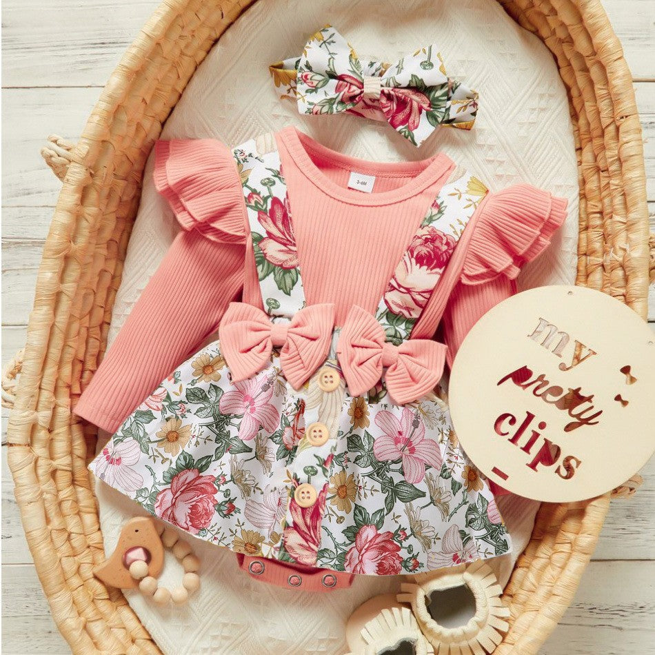 Baby Girl Lace Bow Triangle Romper Dress