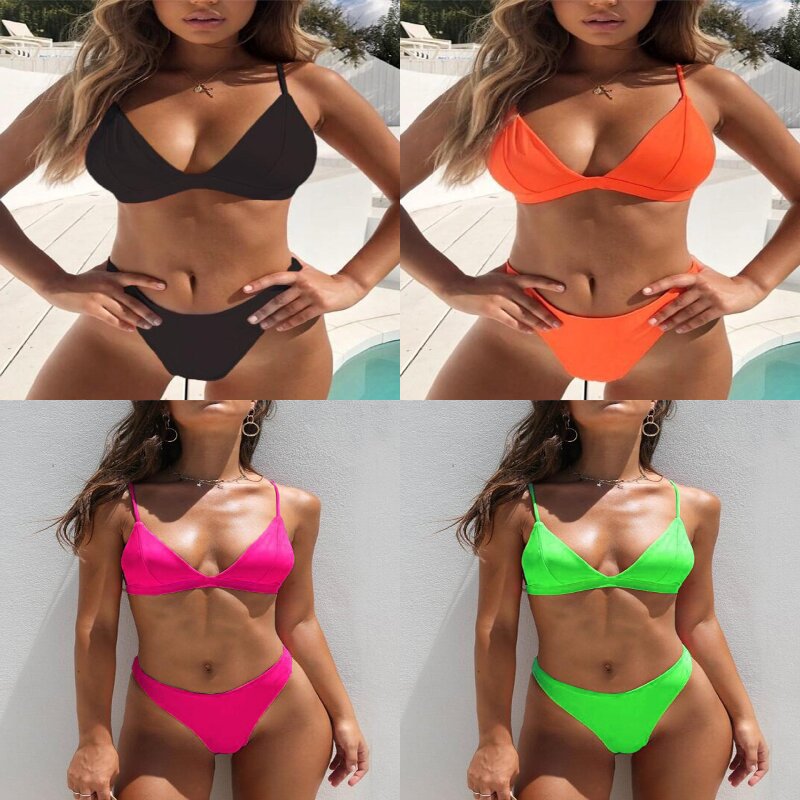 Women's Solid Color Triangle Bikini Set | 11 Colors