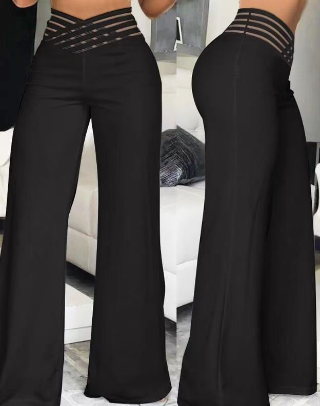 Women's High Waist Wide Leg Pants – Hollow Belt, Loose Fit, 10 Colors, S–3XL