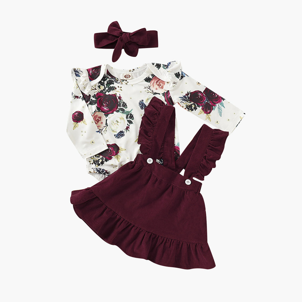 Baby Girl Floral Bodysuit Romper Set