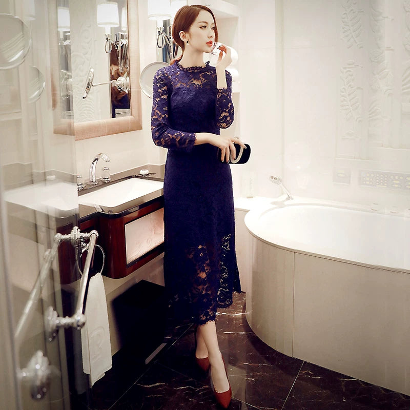 Women's Slim-Fit Bodycon Mesh Stitching Dress