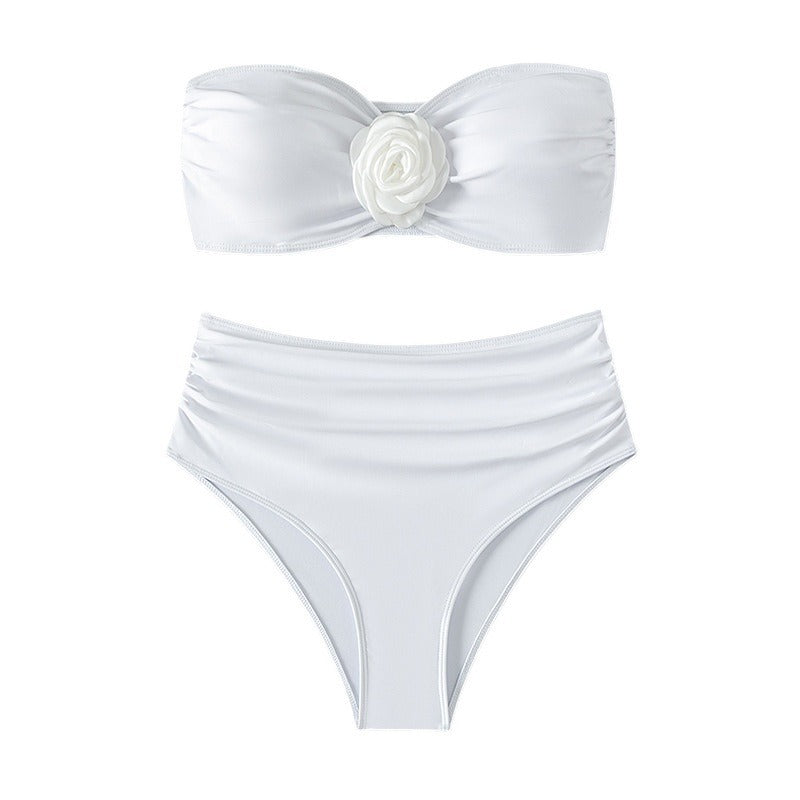 Women's Tube Top High Waist Two-Piece Bikini Set