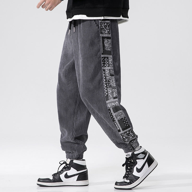 Men's Japanese Corduroy Stitching Casual Pants