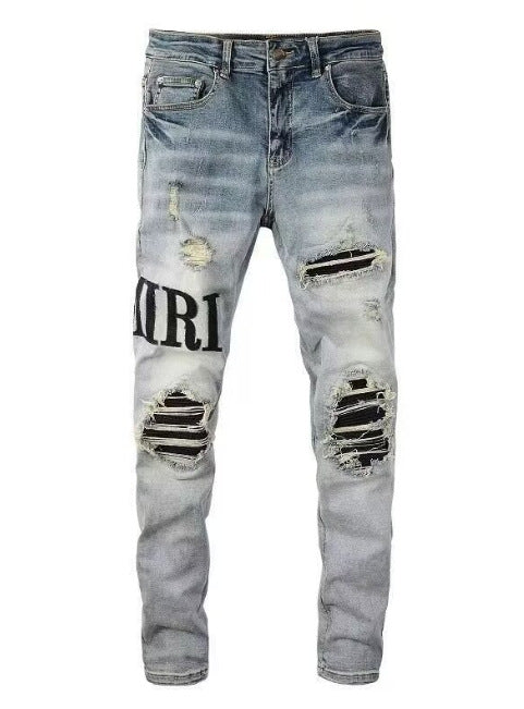 Men's Punk Retro Ripped Slim-Fit Stretch Printed Jeans | 11 Styles, Sizes S–3XL