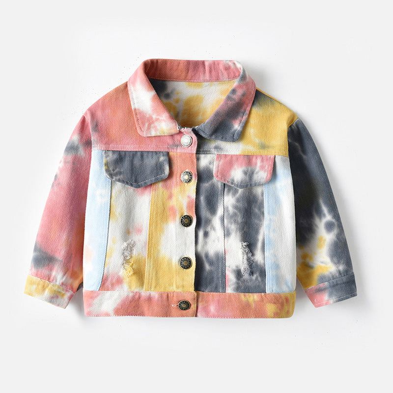 Kids' Tie-Dye Long Sleeve Denim Jacket
