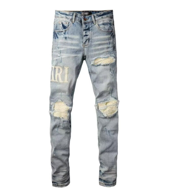 Men's Punk Retro Ripped Slim-Fit Stretch Printed Jeans | 11 Styles, Sizes S–3XL