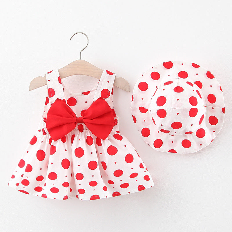 Baby Girls' Korean Cotton Princess Dress | Strawberry & Polka Dot Print