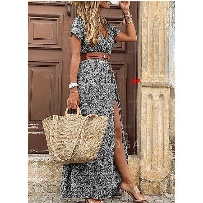 Women's Bohemian V-Neck Floral Midi Dress – 9 Colors, Sizes S–3XL