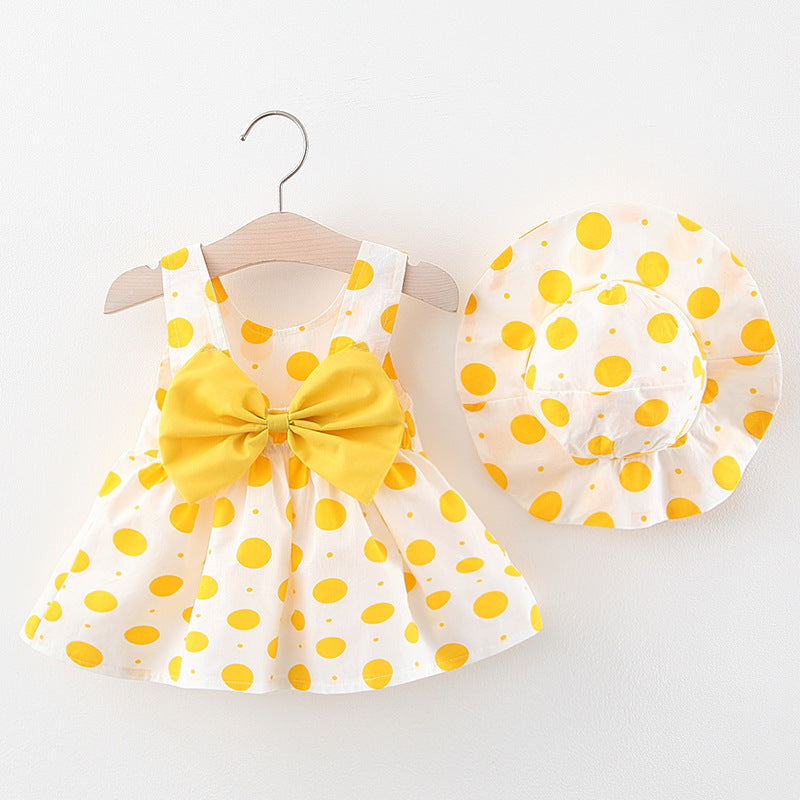 Baby Girls' Korean Cotton Princess Dress | Strawberry & Polka Dot Print