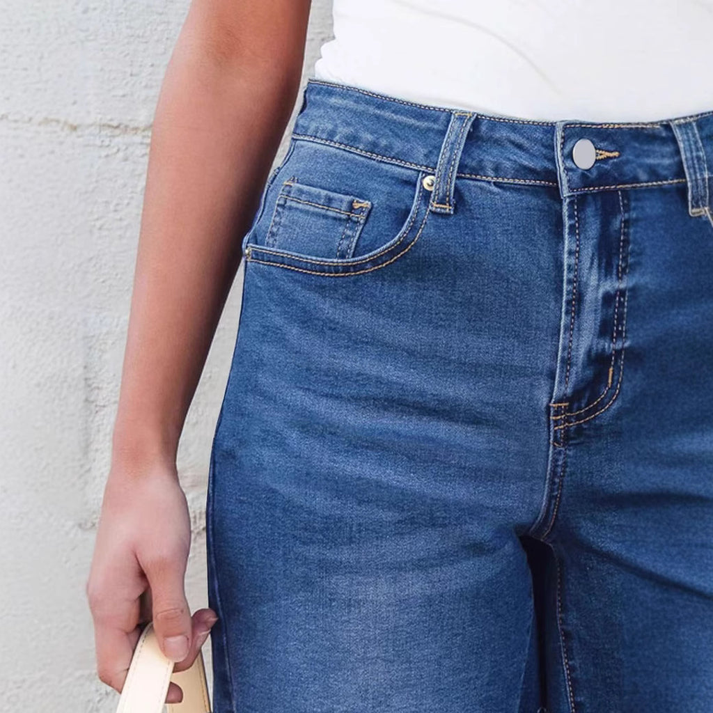 Women's Slim-Fit Denim Shorts – Navy Blue | Sizes S–XXL