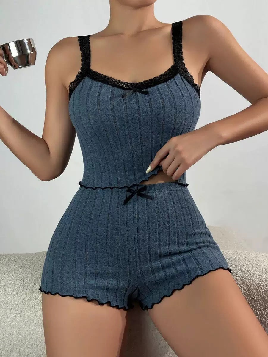 Women's Lace-Trim Camisole & Shorts Pajama Set | 5 Colors, S–XL
