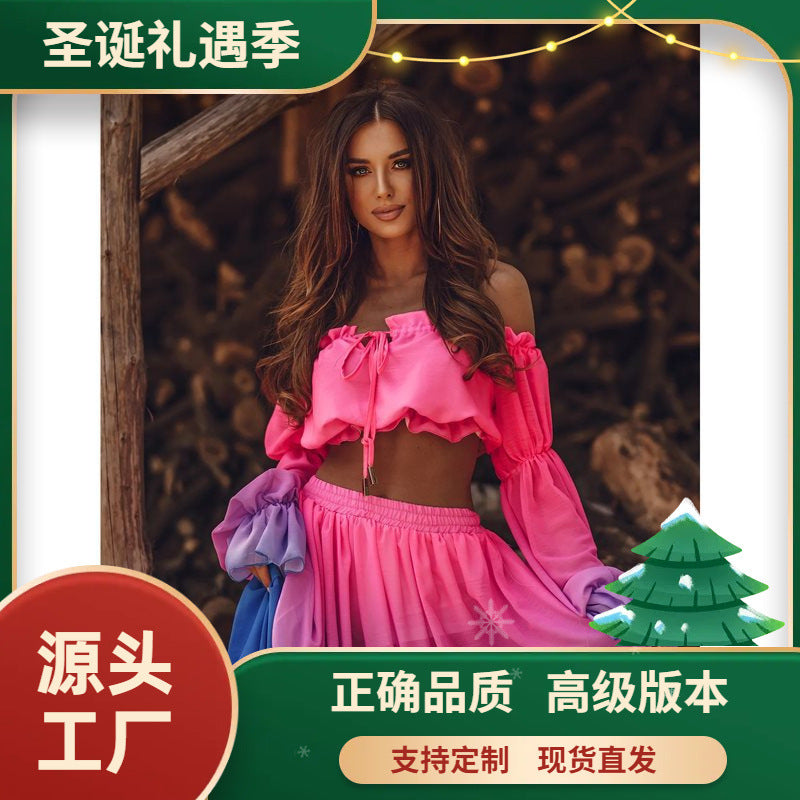 Women's Sexy Printed Sheer Skirt Suit Set