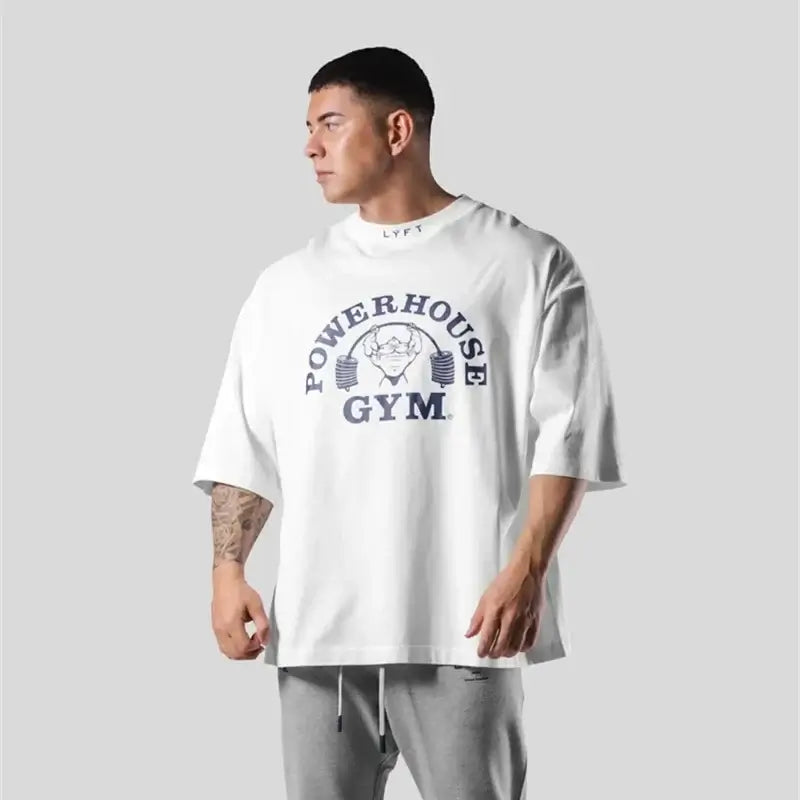 Men's Cotton Gym T-Shirt - Loose Bodybuilding & Running Tee