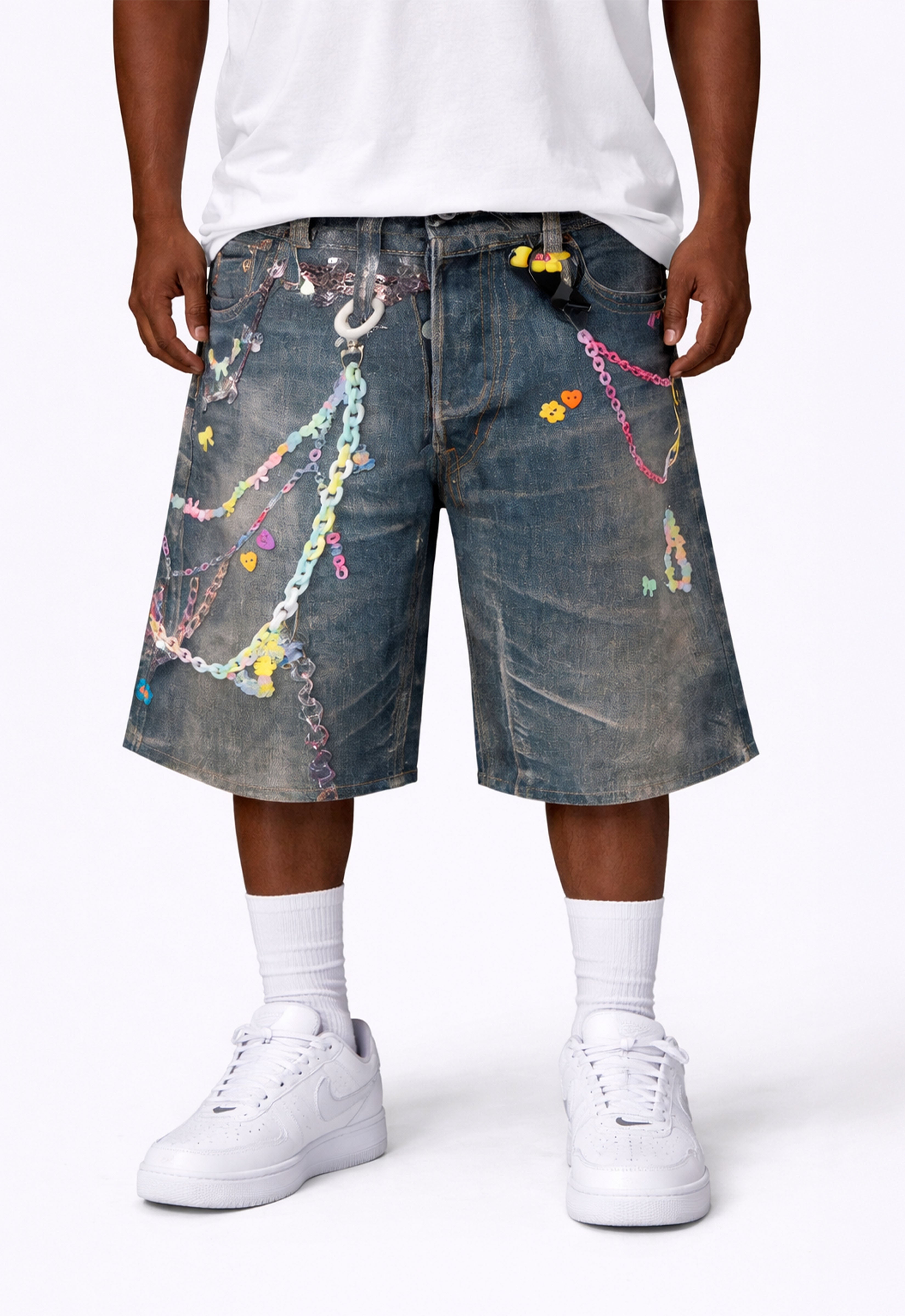 Lucky Graphic Print Denim Shorts – Heavyweight Relaxed Fit