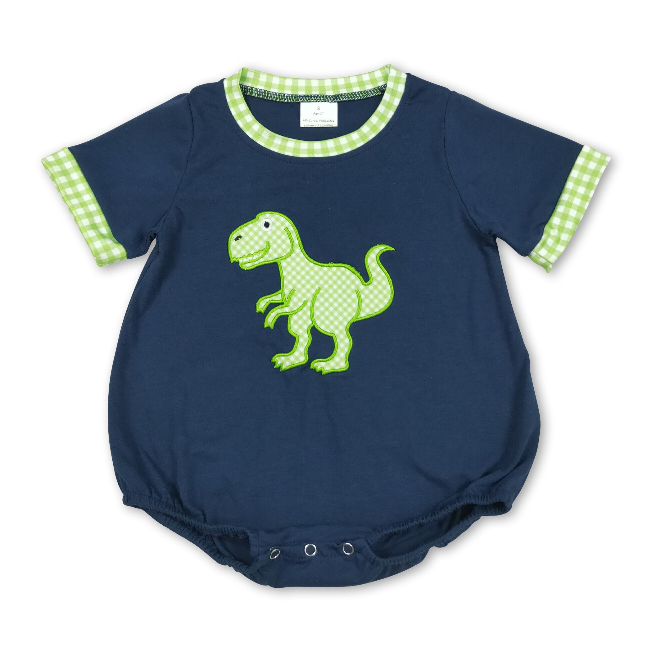 Baby Short Sleeve Dinosaur Embroidery Summer Romper